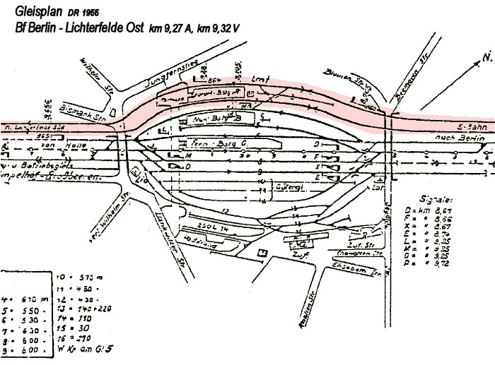 Gleisplan des Bahnhofs 'Berlin Lichterfelde Ost' aus dem Jahre 1955
